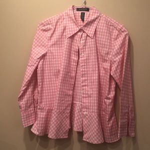 RL Pink Peplum Button Down